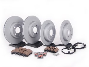 ES#2594877 - 34116858652KT11 - Front & Rear Brake Service Kit - Featuring Zimmerman rotors and ECS DD23 Daily Driver ceramic pads - Assembled By ECS - MINI