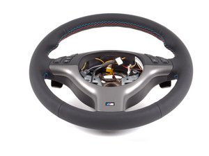 ES#53809 - 32342282222 - E46 M3 M3 Steering Wheel - With Multifunction Controls - Black leather with titan shadow trim and M color stitching - Genuine BMW - BMW