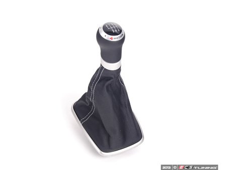ES#2137145 - 1J0711113CRQHU - Shift Knob With Boot - R32 With Silver Stitching - (NO LONGER AVAILABLE) - Black leather shift knob and black leatherette boot with silver stitching and aluminum trim ring for 6-speed manual - Genuine Volkswagen Audi - 