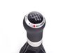 ES#2137145 - 1J0711113CRQHU - Shift Knob With Boot - R32 With Silver Stitching - (NO LONGER AVAILABLE) - Black leather shift knob and black leatherette boot with silver stitching and aluminum trim ring for 6-speed manual - Genuine Volkswagen Audi - 