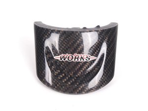 ES#52304 - 32300421084 - Carbon Fiber JCW Cover For Sport Wheel - (NO LONGER AVAILABLE) - Older style logo lower center CF JCW logo for the sport steering wheel - Genuine MINI - 