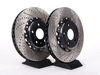 ES#257483 - 1K0698300 - Front Big Brake Kit - Stage 3 - 2-Piece Cross-Drilled & Slotted Rotors (332x32) - Featuring ECS 4-piston brake calipers, caliper brackets, Hawk HPS pads, drilled and slotted semi-floating two-piece rotors, Exact-Fit stainless steel lines and hardware - ECS - Audi Volkswagen