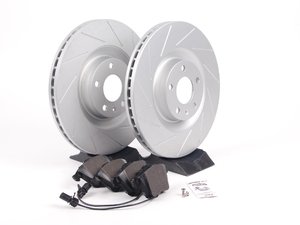 ES#2561953 - 8E0301TSLGMTKT - Performance Front Brake Service Kit - (NO LONGER AVAILABLE) - Featuring ECS GEOMET Slotted rotors and Hawk HPS pads - Assembled By ECS - 
