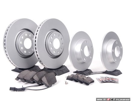 ES#2681038 - 8E0615301ADKT7 - Front & Rear Premuim Brake Service Kit - Featuring Brembo rotors and ECS DD23 Daily Driver ceramic pads - Assembled By ECS - Audi