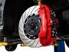 ES#4406 - R32TTS5BBK-BLUXS - Front Big Brake Kit - Stage 5 - 2-Piece Cross-Drilled & Slotted Rotors (358x32) - (NO LONGER AVAILABLE) - Six piston Porsche Cayenne caliper, caliper carrier, pads, two-piece rotors, exact-fit stainless steel lines, and hardware - ECS - 