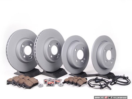 ES#2597815 - 34116768933KT12 - Front & Rear Brake Service Kit - Featuring Zimmerman rotors and ECS DD23 "Daily Driver" ceramic pads. - Assembled By ECS - MINI