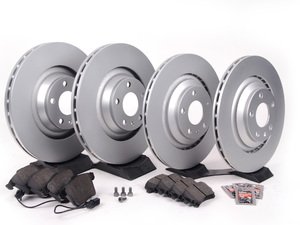 ES#2631401 - 4F0615301GKT6 - Front & Rear Economy Brake Service Kit - Featuring Zimmermann rotors and ECS DD23 ceramic pads. - Assembled By ECS - Audi