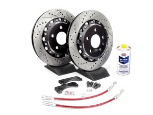 ES#3653 - B5S4S1RBBK-XS - Rear Big Brake Kit - Stage I - Cross Drilled & Slotted Rotors (306x22) - (NO LONGER AVAILABLE) - Upgrade your stopping power with larger two-piece rotors - ECS - 