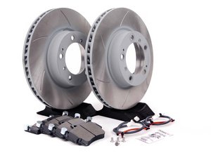 ES#2598663 - 99635140501FPKT3 - Front Brake Service Kit - Featuring Sebro slotted rotors and Hawk HPS brake pads - Assembled By ECS - Porsche