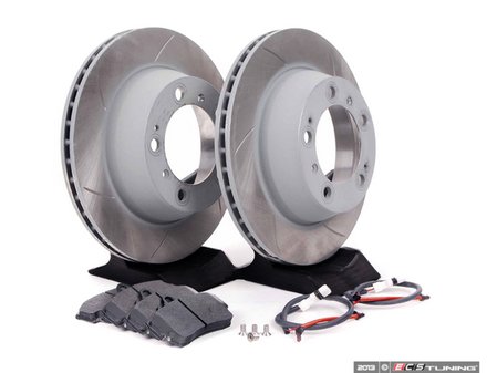 ES#2598679 - 99635240104RPKT2 - Performance Rear Brake Service Kit - Featuring Sebro slotted rotors and Hawk HPS brake pads - Assembled By ECS - Porsche