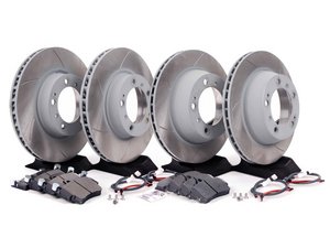 ES#2598677 - 99635140501PEKT3 - Performance Front & Rear Brake Service Kit - Featuring Sebro slotted rotors and Hawk HPS brake pads - Assembled By ECS - Porsche