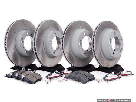 ES#2598677 - 99635140501PEKT3 - Performance Front & Rear Brake Service Kit - Featuring Sebro slotted rotors and Hawk HPS brake pads - Assembled By ECS - Porsche