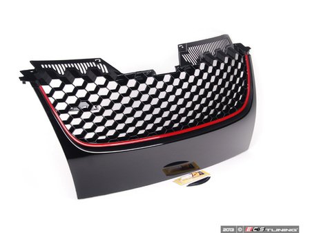 ES#1928348 - 21-9549RA - Badgeless Grille - Black With Red Strip - With Notch Filler - (NO LONGER AVAILABLE) - Add a sleek custom touch to your MK5 - ECS - 