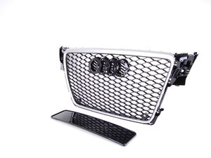 ES#2652274 - 003582ECS02A -  RS4 Mesh Style Grille - Gloss Black Mesh With Silver Frame (NO LONGER AVAILABLE)  - Add a sleek new look to your front end with this silver & gloss black mesh grille. - ECS - 