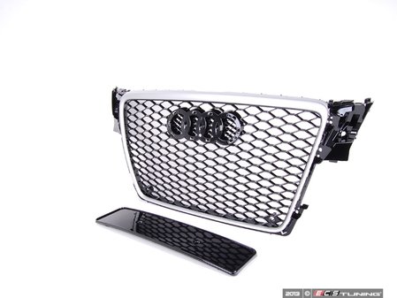 ES#2652274 - 003582ECS02A -  RS4 Mesh Style Grille - Gloss Black Mesh With Silver Frame (NO LONGER AVAILABLE)  - Add a sleek new look to your front end with this silver & gloss black mesh grille. - ECS - 