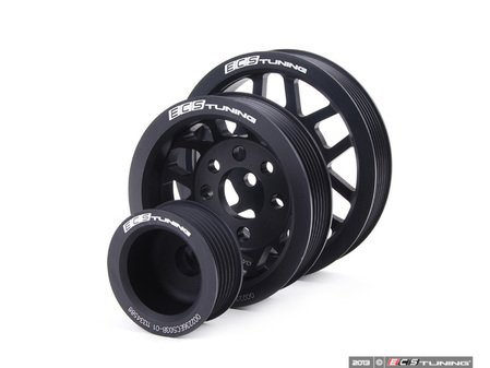 ES#420 - MK44CPK - Lightweight Underdrive Pulley Set - Black Anodized - Includes a new alternator, power steering and crank pulley that allows you to use a stock belt. - ECS - Audi Volkswagen