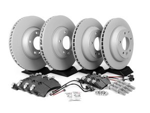 ES#2602308 - 95535140151PEKT - Front & Rear Brake Service Kit - Featuring Zimmerman Z-Coated rotors and Hawk HPS brake pads - Assembled By ECS - Porsche