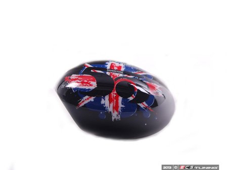 ES#1305489 - 51162157817 - Mirror Cap "MINI United 2009"- Left - (NO LONGER AVAILABLE) - Black cap with 50 Years in center on Union jack print - Genuine MINI - 