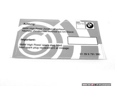 ES#2696214 - 01399791390 - Spark Plug Service Indicator Label - Simplify your maintenance records - documentation is key! - Genuine BMW - BMW