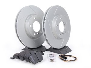 ES#2593690 - 34352227385SLKT - Performance Front Brake Service Kit - Featuring ECS GEOMET slotted rotors and Hawk HPS pads - Assembled By ECS - 