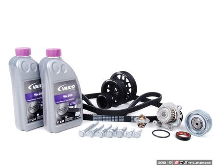 ES#8454 - 06A198502 - ECS Ultimate Plus Timing Belt Kit With Black Underdrive Pulley Set - Now with engine seals, motor mount bolts, and coolant. - Assembled By ECS - Volkswagen