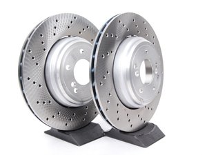 ES#2063831 - 3489228380304 - Rear Cross Drilled Brake Rotors - Pair (350x24) - Semi-floating 2-Piece design from BMW - Genuine BMW - BMW
