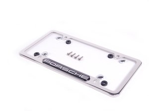 ES#1518763 - PNA70200900 - Porsche Logo License Plate Frame - Polished aluminum finish - Genuine Porsche - Porsche
