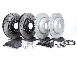 ES#2702949 - 000505ECS01AKT3 - Performance Front & Rear Brake Service Kit - (NO LONGER AVAILABLE) - Featuring Front ECS 2-piece semi-floating cross drilled and slotted rotors, ECS V5 cross drilled and slotted rotors and ECS EP24 "Enthusiast Performance" brake pads. - Assembled By ECS - 