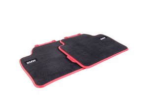ES#2537481 - 51472293359 - Sport Line Rear Carpeted Floor Mat Set - (NO LONGER AVAILABLE) - Schwarz/Black With Red Accent - Genuine BMW - 