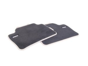 ES#2537483 - 51472293363 - Modern Line Rear Carpeted Floor Mat Set - Schwarz/Black With Beige Accent - Genuine BMW - BMW