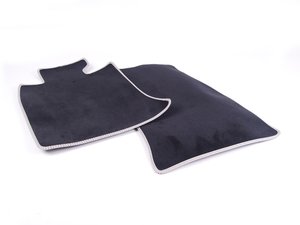 ES#2745137 - 51477324843 - Gray Seam Floor Mat Carpet Set Front - Priced As Set - Replace or upgrade to factory MINI carpets : black velour with gray piping : Satellite Gray - Genuine MINI - MINI