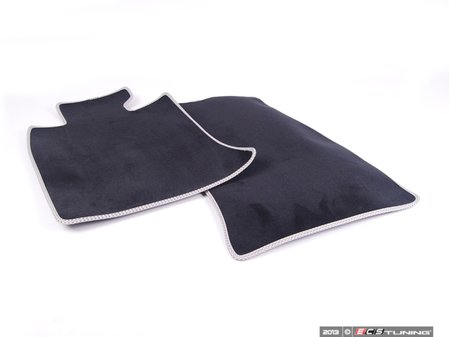 ES#2745137 - 51477324843 - Gray Seam Floor Mat Carpet Set Front - Priced As Set - Replace or upgrade to factory MINI carpets : black velour with gray piping : Satellite Gray - Genuine MINI - MINI