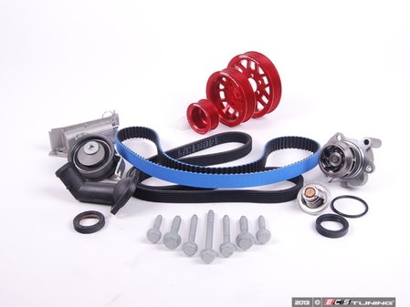 ES#5140 - 06B198479V2UDRED - Timing Belt Kit - Ultimate With Gates Racing Timing Belt & Performance Pulley Set - Includes ECS Tuning's Lightweight Underdrive Pulley Kit in Red. - Assembled By ECS - Audi Volkswagen