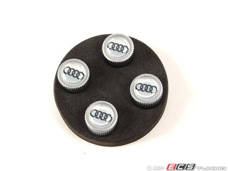 ES#473348 - ZAW355000B - Audi Rings Valve Stem Cap - Set Of Four - (NO LONGER AVAILABLE) - Black/Silver valve stem caps featuring the Audi Rings logo - Audi Collection - 