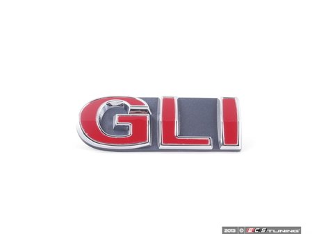 ES#5203 - 1J5853679EJGS - "GLI" Front Grille Emblem - (NO LONGER AVAILABLE) - Chrome / Red - Genuine Volkswagen Audi - 