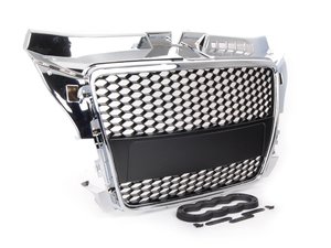 ES#2695486 - YT601212PHC - RS Mesh Style Grille - Black With Chrome Frame - Add a sleek new look to your front end with this black mesh grille. - ECS - Audi