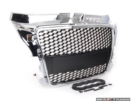 ES#2695486 - YT601212PHC - RS Mesh Style Grille - Black With Chrome Frame - Add a sleek new look to your front end with this black mesh grille. - ECS - Audi
