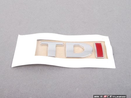 ES#3422 - 3B0853675ABGQF - "TDI" Emblem - (NO LONGER AVAILABLE) - Chrome / Chrome / Red stick on emblem - Genuine Volkswagen Audi - 