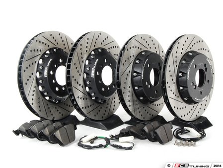 ES#2712815 - 001004ECS01AKT2 - Performance Front & Rear Brake Service Kit - Featuring front and rear ECS 2-piece semi-floating cross drilled and slotted rotors and ECS EP24 "Enthusiast Performance" brake pads - Assembled By ECS - BMW