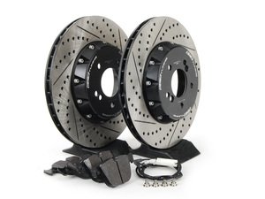 ES#2712822 - 001004ECS02AKT2 - Performance Rear Brake Service Kit - Featuring ECS 2-piece semi-floating cross drilled and slotted rotors and ECS EP24 Enthusiast Performance pads - Assembled By ECS - BMW