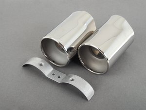 ES#196120 - 82120410150 - Exhaust Pipe Tips Chrome Sport - Pair - (NO LONGER AVAILABLE) - Chrome pair of straight round exhaust pipe tip - Genuine MINI - 