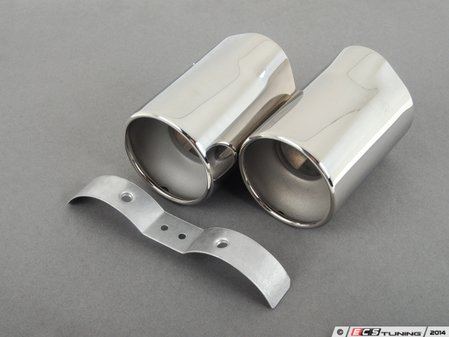 ES#196120 - 82120410150 - Exhaust Pipe Tips Chrome Sport - Pair - (NO LONGER AVAILABLE) - Chrome pair of straight round exhaust pipe tip - Genuine MINI - 