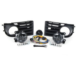 ES#2718439 - 1K0998026 - Projector Fog Light Conversion Kit - With 5 Bar Grille - Complete kit to install European projector fog lights - includes bulbs and headlight switch - Assembled By ECS - Volkswagen