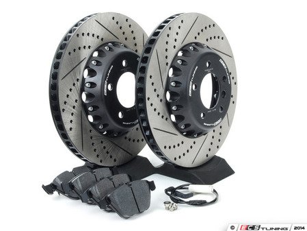 ES#2717946 - 003294ECS01KT3 - Performance Front Brake Service Kit - Featuring ECS 2-piece semi-floating cross drilled and slotted rotors and Hawk HPS pads - Assembled By ECS - BMW