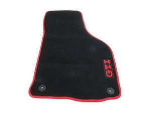 ES#251555 - 1KV061370WGK - Carpeted Floor Mat Set - Black / Red - (NO LONGER AVAILABLE) - Genuine red strip floor mats for your GTI - Genuine Volkswagen Audi - 
