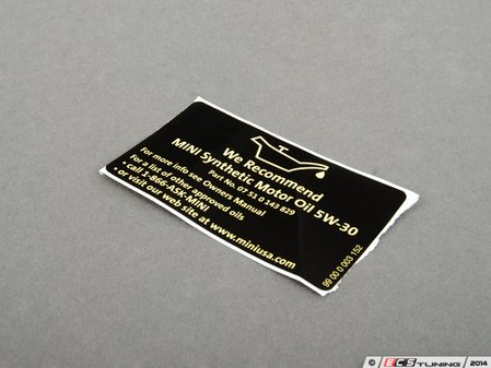 ES#514814 - 01000419179 - Oil Label  - Located in multiple locations in the engine bay - Genuine MINI - MINI