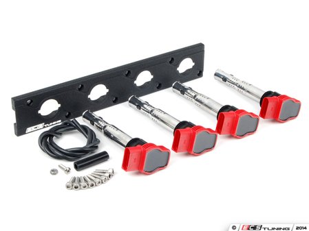 ES#2713417 - 002598ECS01AKT - 2.0T Coil Pack Conversion Kit - Stage 1 - Includes wrinkle black conversion plate -w- red 2.0T coils - Assembled By ECS - Audi Volkswagen