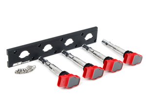 ES#2713391 - 002598ECS01KT - 2.0T Coil Pack Conversion Kit - Stage 1 - Includes wrinkle black conversion plate -w- red 2.0T coils - ECS - Audi Volkswagen