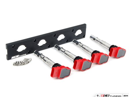ES#2713391 - 002598ECS01KT - 2.0T Coil Pack Conversion Kit - Stage 1 - Includes wrinkle black conversion plate -w- red 2.0T coils - ECS - Audi Volkswagen