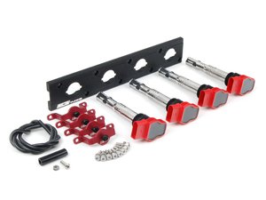 ES#2713422 - 002598ECS03AKT - 2.0T Coil Pack Conversion Kit - Stage 2 - Includes wrinkle black conversion plate -w- red 2.0T coils and red hold down kit - Assembled By ECS - Audi Volkswagen